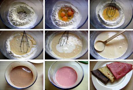 Stap voor stap flensjesbeslag maken zonder klonters, in 3 kleuren (Belgische vlag)